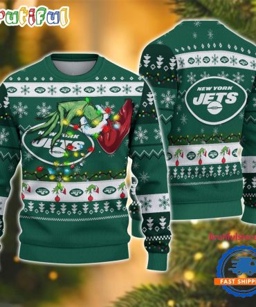 Nfl New York Jets Special Grinch'S Hand Football Christmas Ugly Sweater