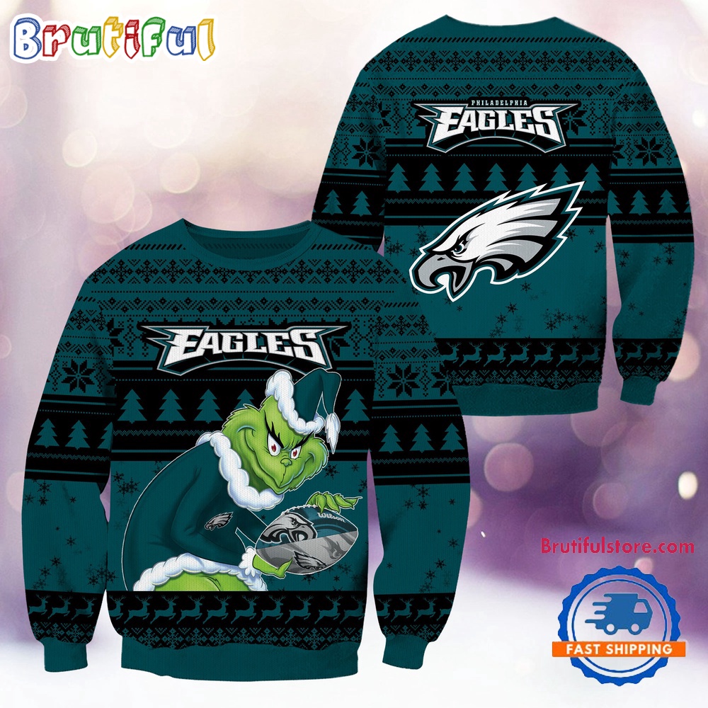 Nfl Philadelphia Eagles Football Grinch Christmas Ugly Sweater