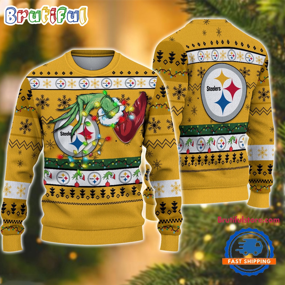 Nfl Pittsburgh Steelers Special Grinch'S Hand Football Christmas Ugly Sweater