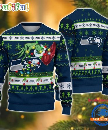 Custom Your Team Name Sport Special Grinch'S Hand Football Christmas Ugly Sweater