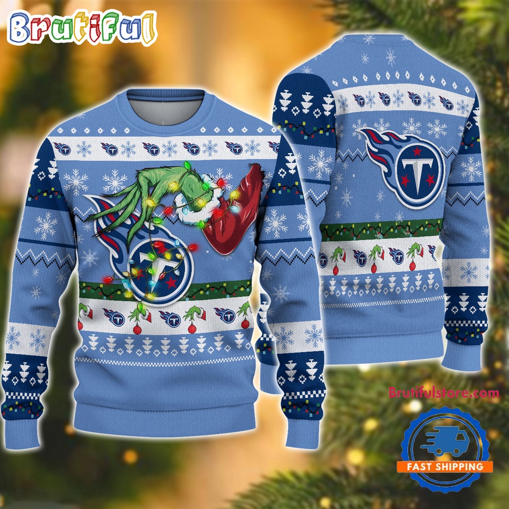 Nfl Tennessee Titans Special Grinch'S Hand Football Christmas Ugly Sweater