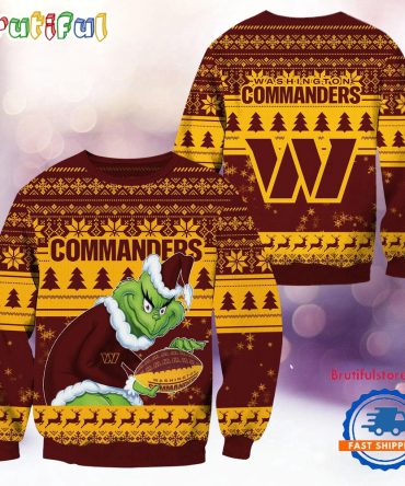 Nfl Washington Commanders Football Grinch Christmas Ugly Sweater