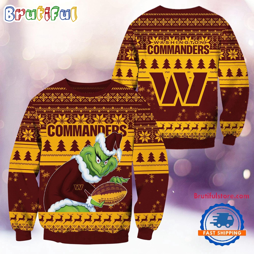 Nfl Washington Commanders Football Grinch Christmas Ugly Sweater