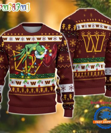 Nfl Washington Commanders Special Grinch'S Hand Football Christmas Ugly Sweater