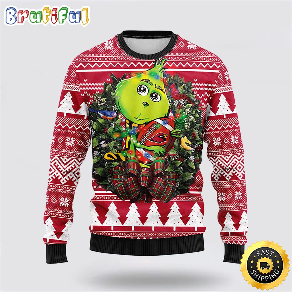 Nfl Arizona Cardinals Ugly Sweater Grinch Hug Ugly Christmas Sweater