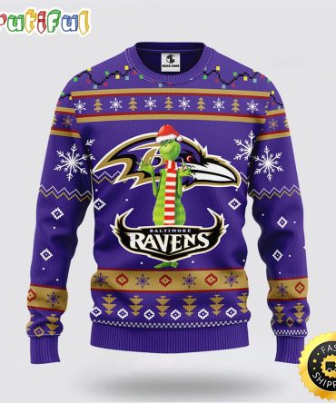 Nfl Baltimore Ravens Ugly Sweater Funny Grinch Ugly Christmas Sweater