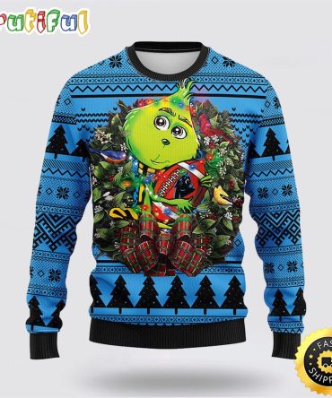 Nfl Carolina Panthers Ugly Sweater Grinch Hug Ugly Christmas Sweater