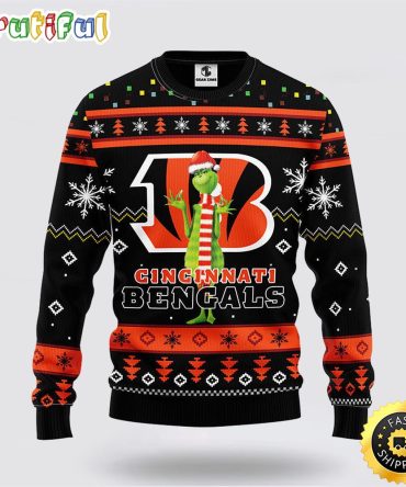 Nfl Cincinnati Bengals Ugly Sweater Funny Grinch Ugly Christmas Sweater
