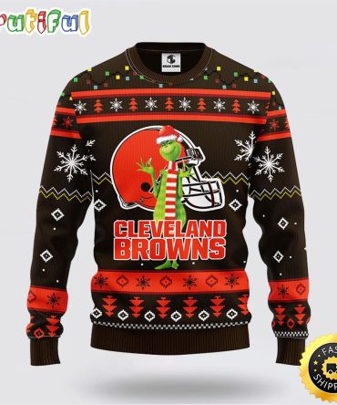 Nfl Cleveland Browns Ugly Sweater Funny Grinch Ugly Christmas Sweater