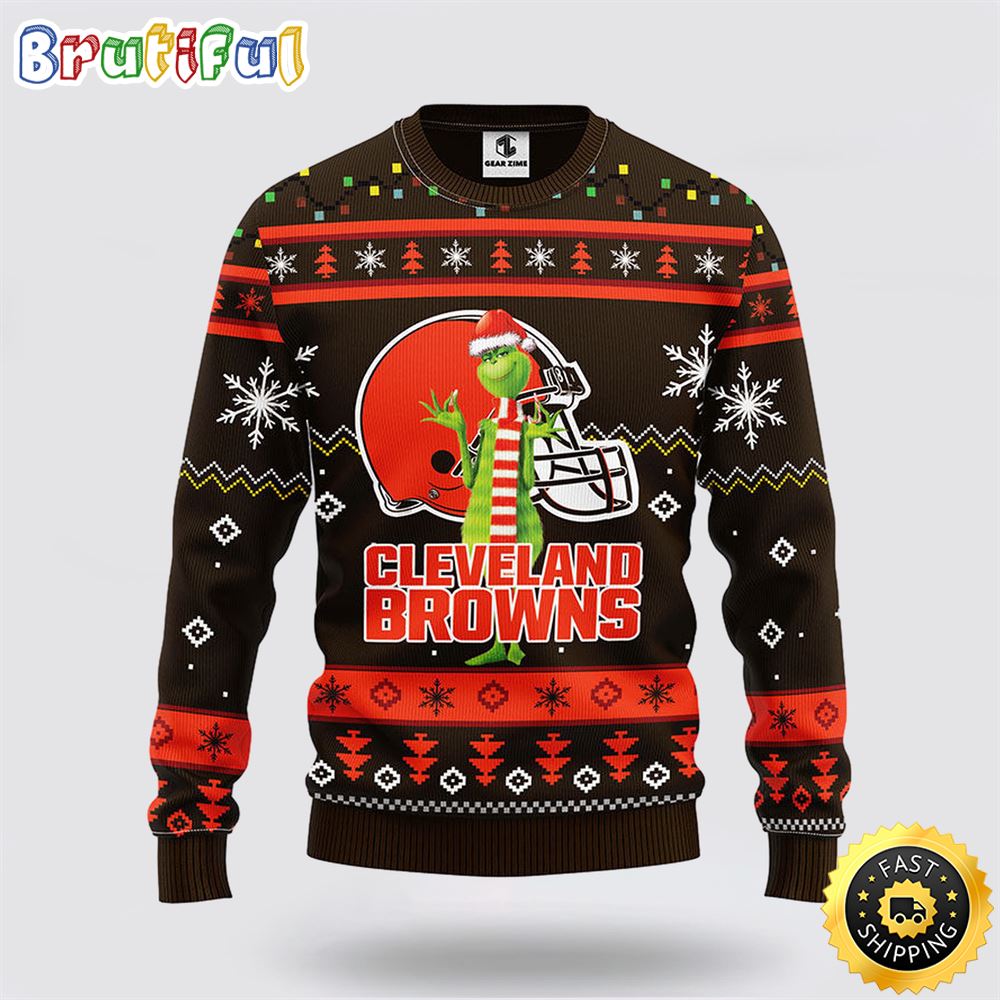 Nfl Cleveland Browns Ugly Sweater Funny Grinch Ugly Christmas Sweater