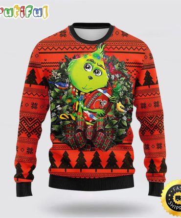 Nfl Cleveland Browns Ugly Sweater Grinch Hug Ugly Christmas Sweater