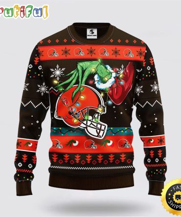 Nfl Cleveland Browns Ugly Sweater The Hand Of Grinch Ugly Christmas Sweater