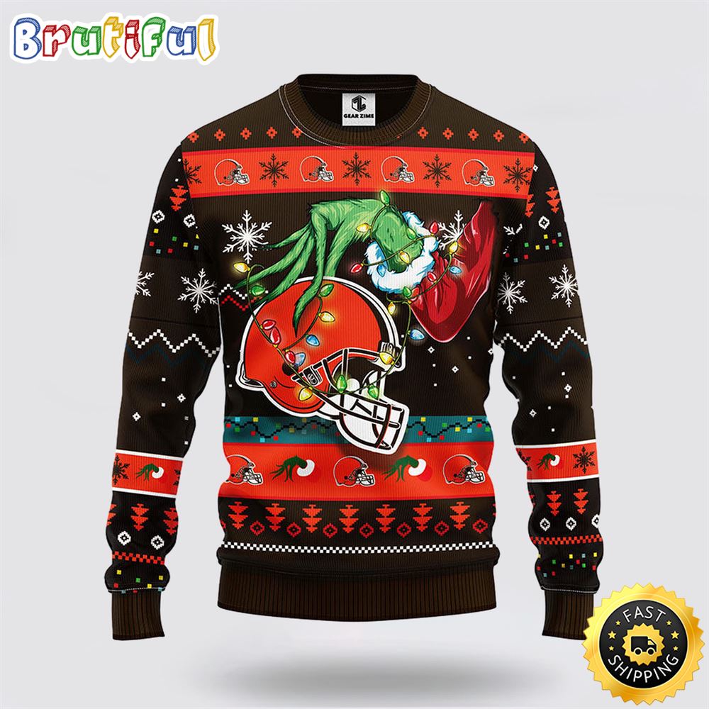 Nfl Cleveland Browns Ugly Sweater The Hand Of Grinch Ugly Christmas Sweater