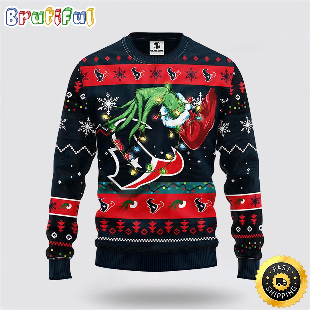 Nfl Houston Texans Ugly Sweater The Hand Of Grinch Ugly Christmas Sweater