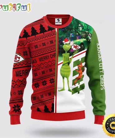 Nfl Kansas City Chiefs Ugly Sweater Grinch & Scooby-Doo Ugly Christmas Sweater