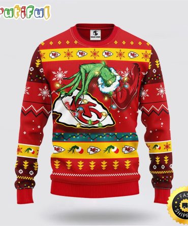 Nfl Kansas City Chiefs Ugly Sweater The Hand Of Grinch Ugly Christmas Sweater