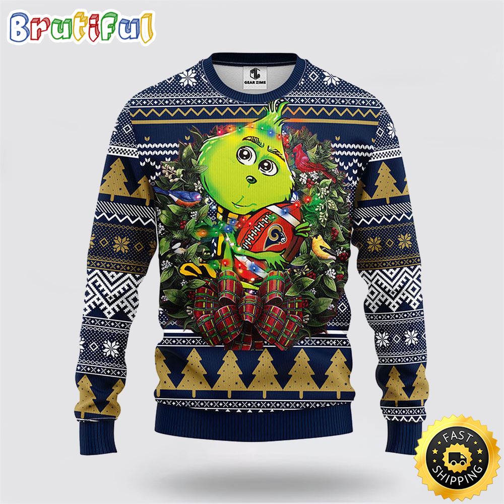 Nfl Los Angeles Rams Ugly Sweater Grinch Hug Ugly Christmas Sweater