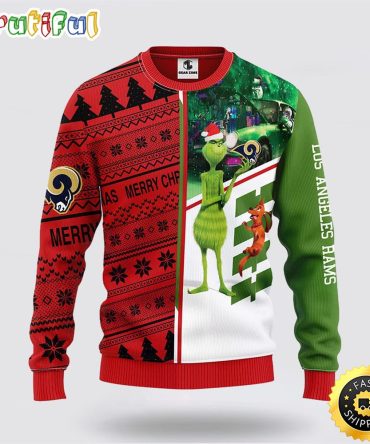Nfl Los Angeles Rams Ugly Sweater Grinch & Scooby-Doo Ugly Christmas Sweater