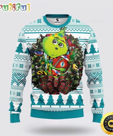 Nfl Miami Dolphins Ugly Sweater Grinch Hug Ugly Christmas Sweater