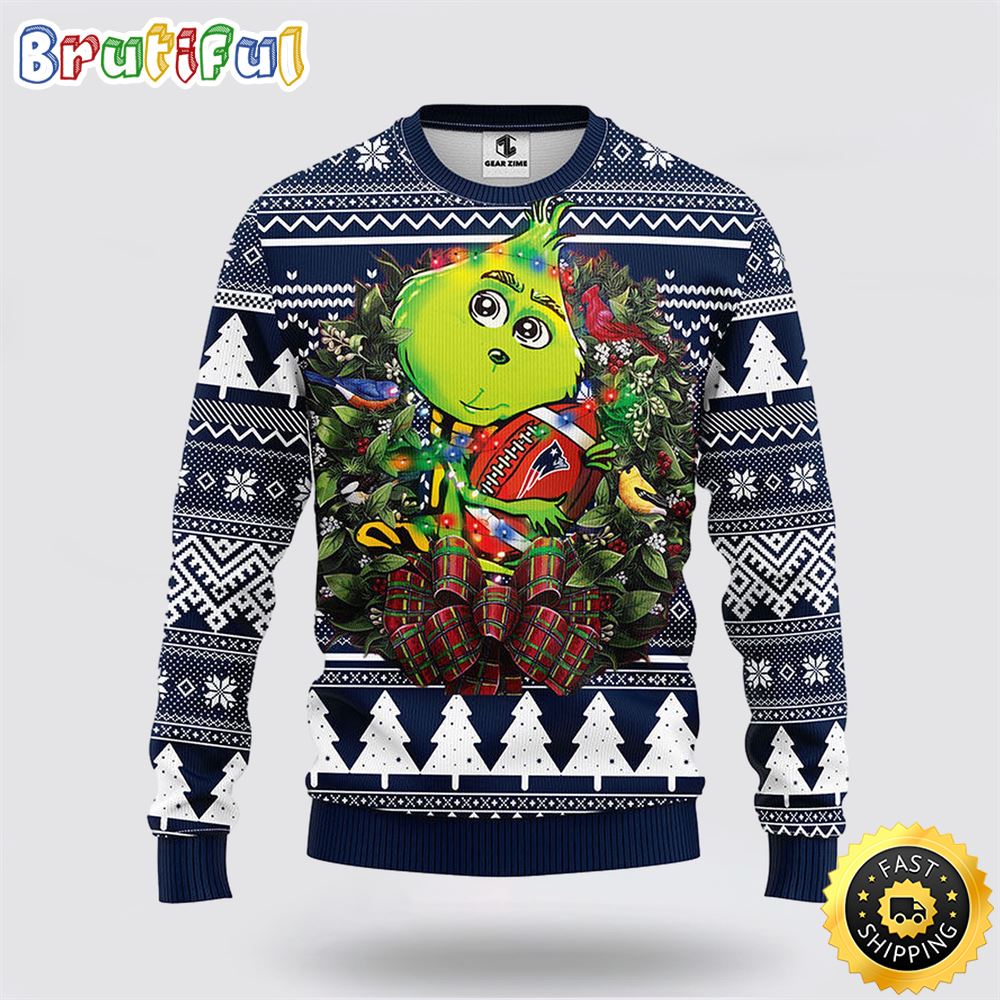Nfl New England Patriots Ugly Sweater Grinch Hug Ugly Christmas Sweater