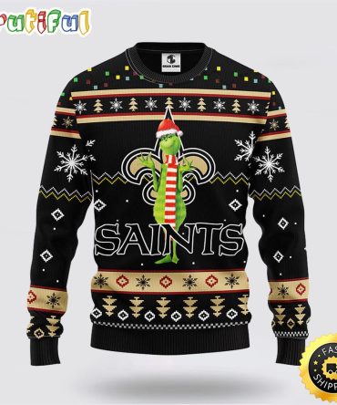 Nfl New Orleans Saints Ugly Sweater Funny Grinch Ugly Christmas Sweater