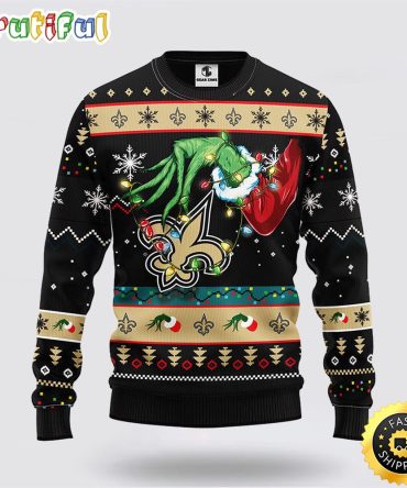 Nfl New Orleans Saints Ugly Sweater The Hand Of Grinch Ugly Christmas Sweater