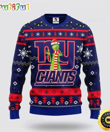 Nfl New York Giants Ugly Sweater Funny Grinch Ugly Christmas Sweater