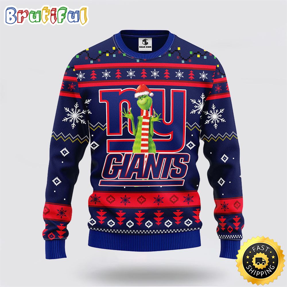 Nfl New York Giants Ugly Sweater Funny Grinch Ugly Christmas Sweater