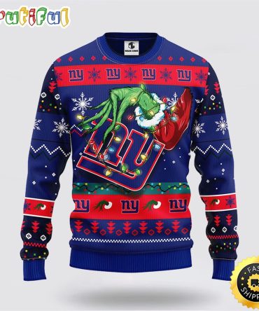 Nfl New York Giants Ugly Sweater The Hand Of Grinch Ugly Christmas Sweater