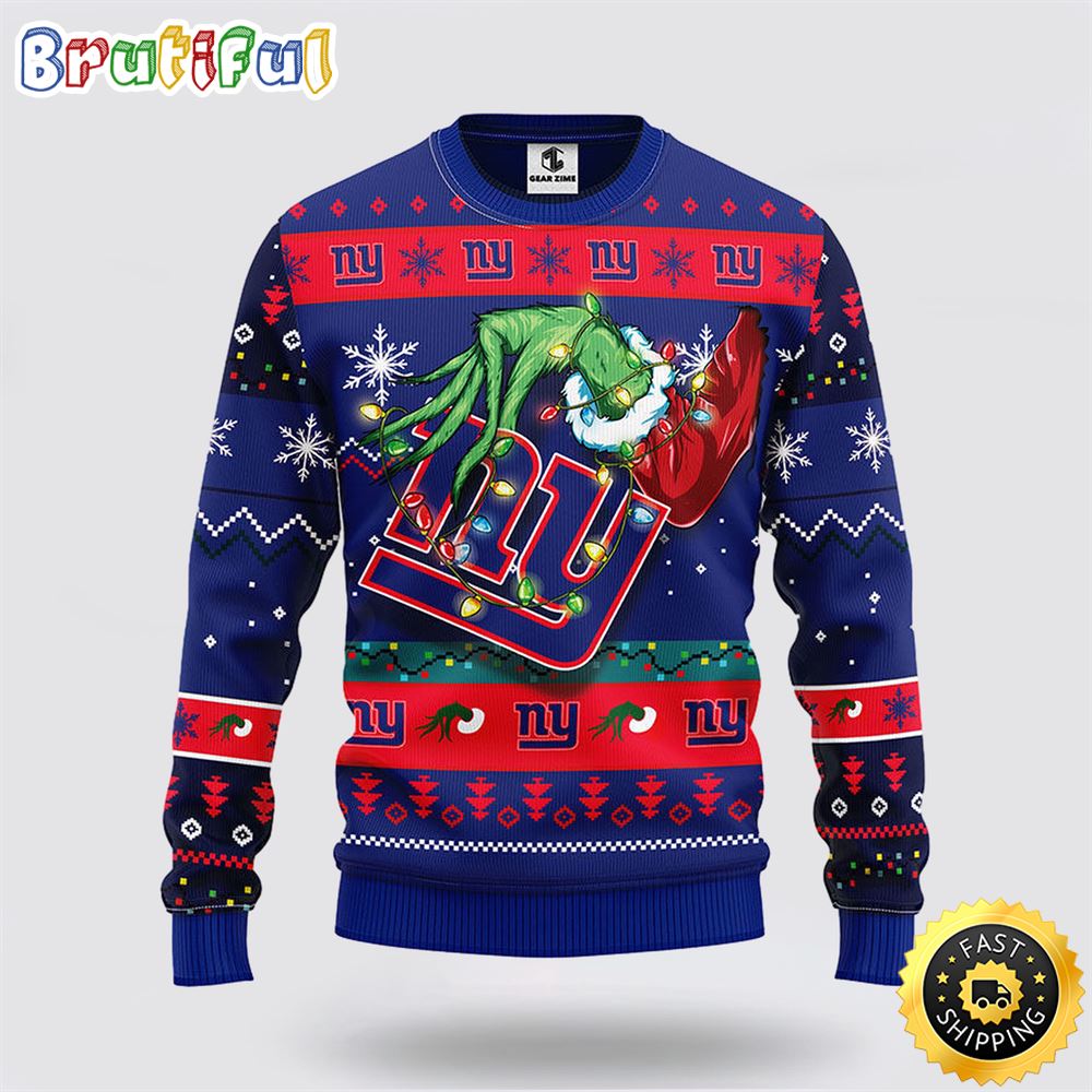 Nfl New York Giants Ugly Sweater The Hand Of Grinch Ugly Christmas Sweater