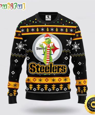 Nfl Pittsburgh Steelers Ugly Sweater Funny Grinch Ugly Christmas Sweater