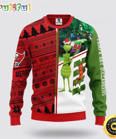 Nfl Tampa Bay Buccaneers Ugly Sweater Grinch & Scooby-Doo Ugly Christmas Sweater