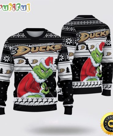 Nhl Anaheim Ducks Ugly Sweater Grinch Christmas Sweater