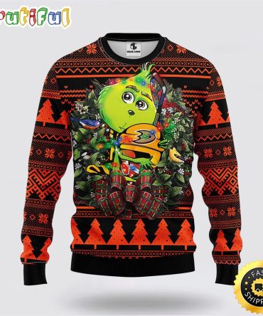 Nhl Anaheim Ducks Ugly Sweater Grinch Hug Ugly Christmas Sweater