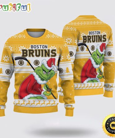 Nhl Boston Bruins Ugly Sweater Grinch Christmas Sweater