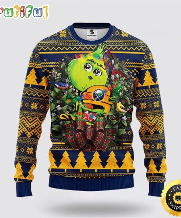 Nhl Buffalo Sabres Ugly Sweater Grinch Hug Ugly Christmas Sweater