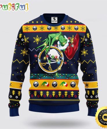 Nhl Buffalo Sabres Ugly Sweater The Hand Of Grinch Ugly Christmas Sweater
