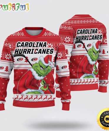 Nhl Carolina Hurricanes Ugly Sweater Grinch Christmas Sweater