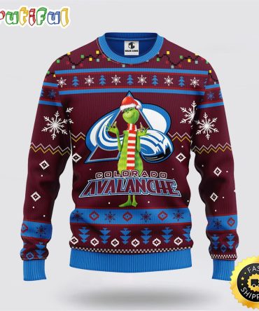 Nhl Colorado Avalanche Ugly Sweater Funny Grinch Ugly Christmas Sweater