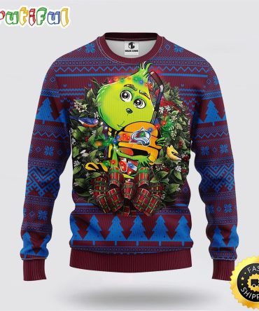Nhl Colorado Avalanche Ugly Sweater Grinch Hug Ugly Christmas Sweater