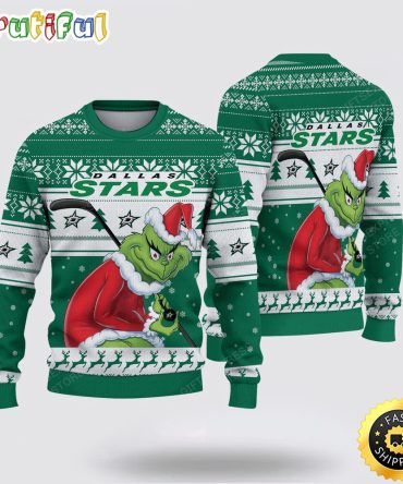 Nhl Dallas Stars Ugly Sweater Grinch Christmas Sweater