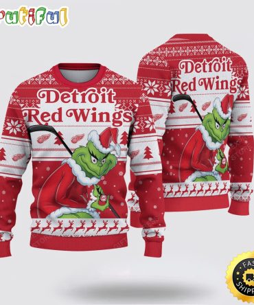 Nhl Detroit Red Wings Ugly Sweater Grinch Christmas Sweater