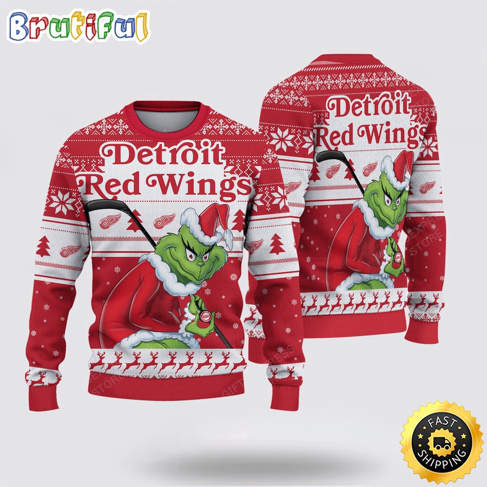Nhl Detroit Red Wings Ugly Sweater Grinch Christmas Sweater