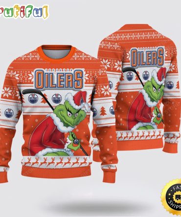 Nhl Edmonton Oilers Ugly Sweater Grinch Christmas Sweater