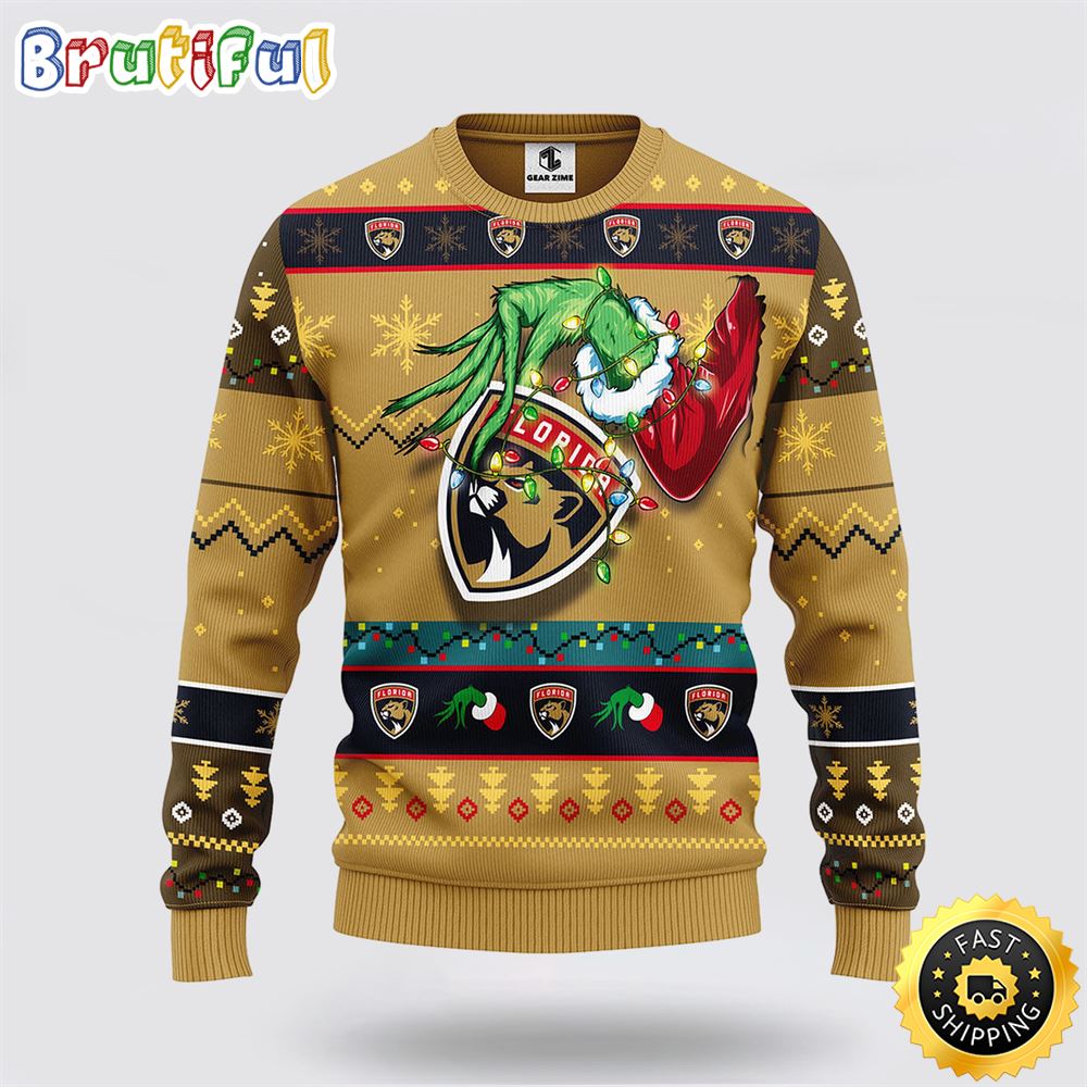 Nhl Florida Panthers Ugly Sweater The Hand Of Grinch Ugly Christmas Sweater