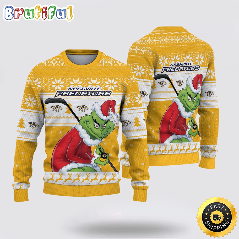 Nhl Nashville Predators Ugly Sweater Grinch Christmas Sweater