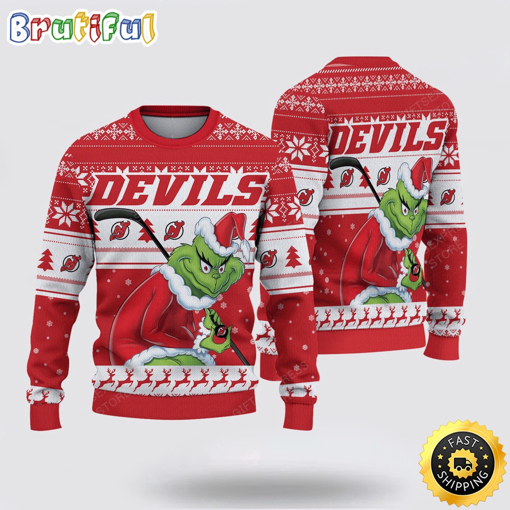 Nhl New Jersey Devils Ugly Sweater Grinch Christmas Sweater