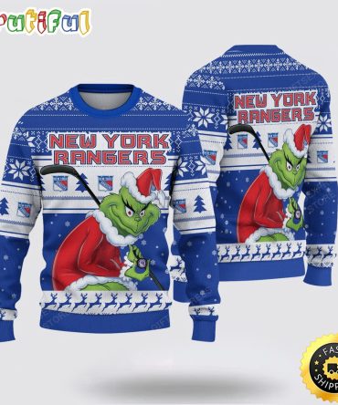 Nhl New York Rangers Ugly Sweater Grinch Christmas Sweater