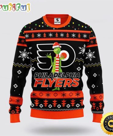 Nhl Philadelphia Flyers Ugly Sweater Funny Grinch Ugly Christmas Sweater