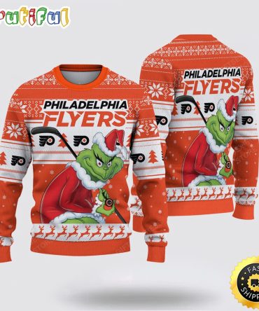 Nhl Philadelphia Flyers Ugly Sweater Grinch Christmas Sweater